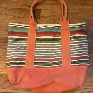 Aerie Orange and Green Striped Tote Bag